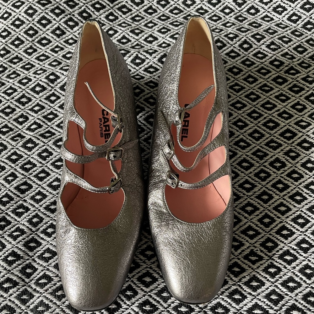 Carel Silver Kina Mary Janes 37.5